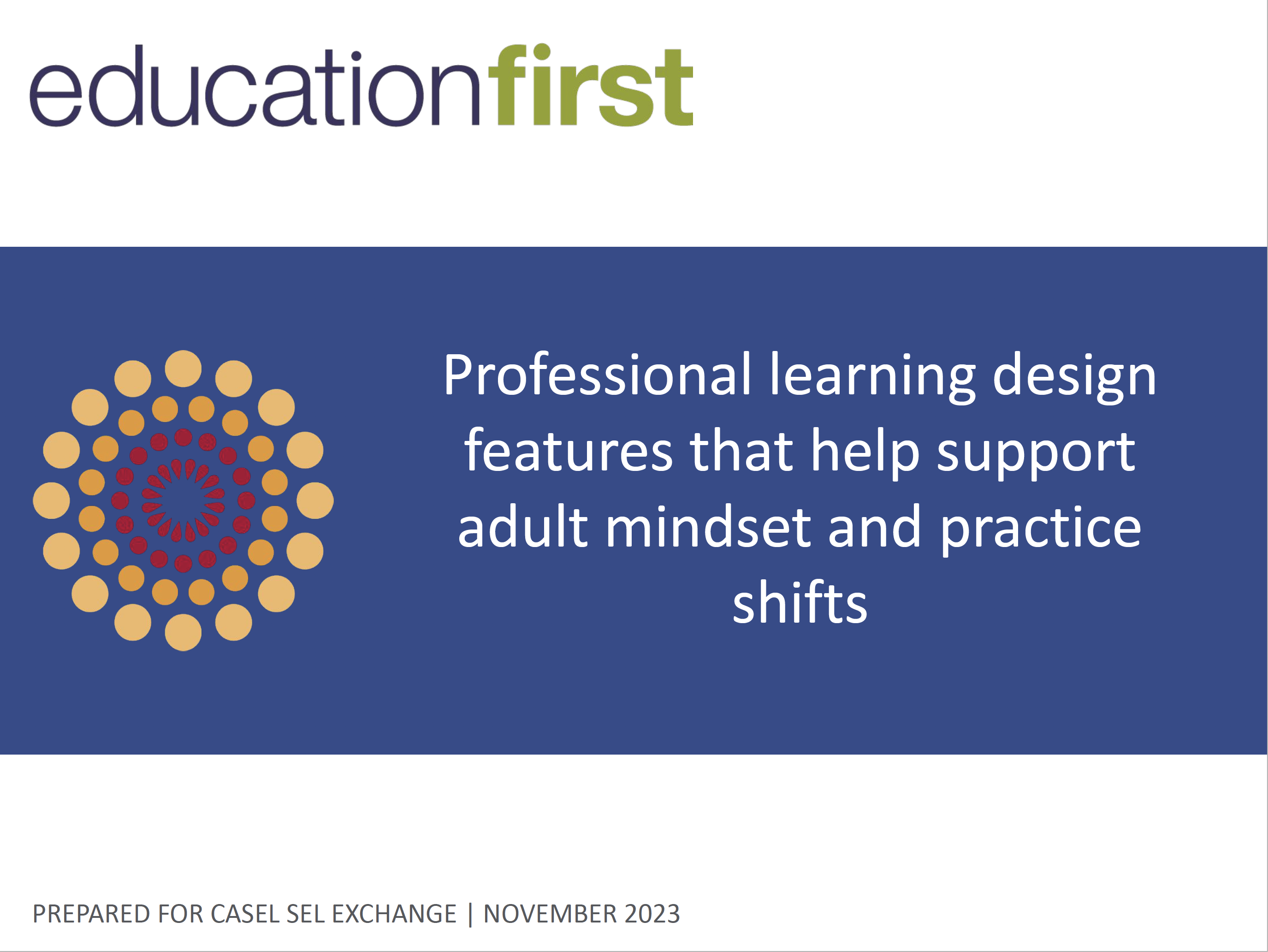 Professional Learning Design Features That Help Support Adult Mindset and Practice Shifts